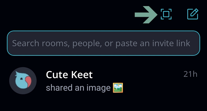 Messaging on Keet ✉️ Share your profile with a QR code.