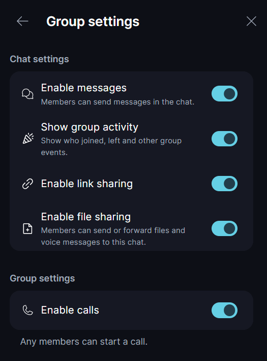 Create a Group π² Enable calls.